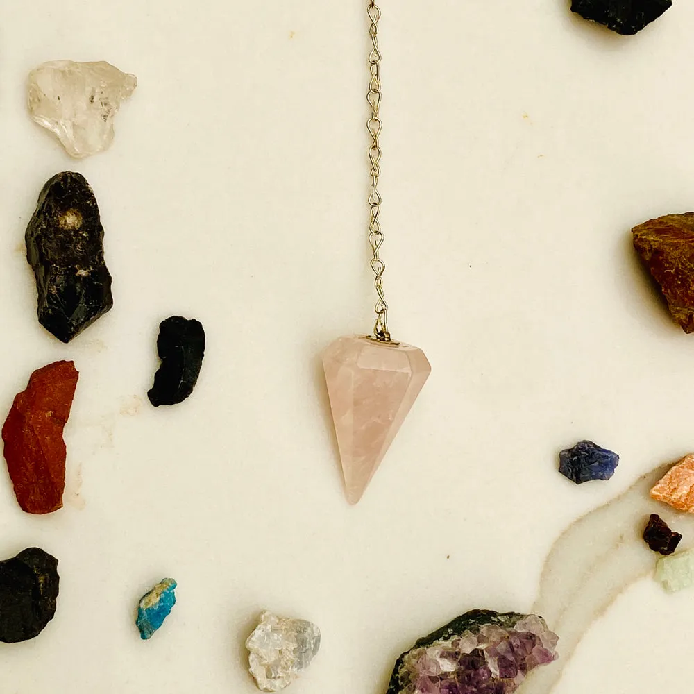 Emotional Healing Rose Quartz Pendulum Pendant Healing Point