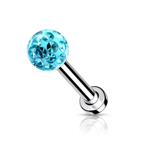 Epoxy Covered Crystal Paved Ball Flat Back Studs - Aqua