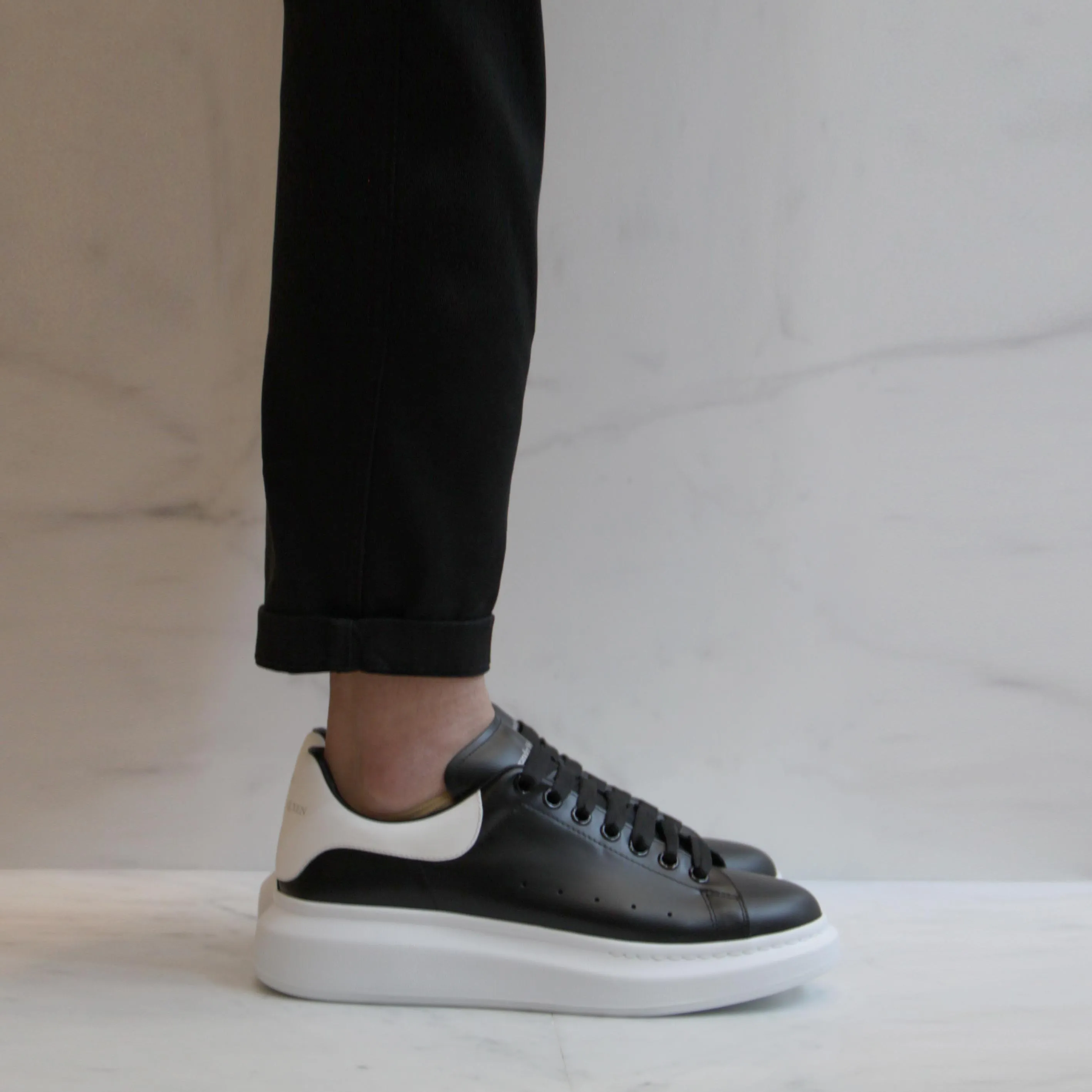 ES (E) Sneakers Leather Tab, Black/White