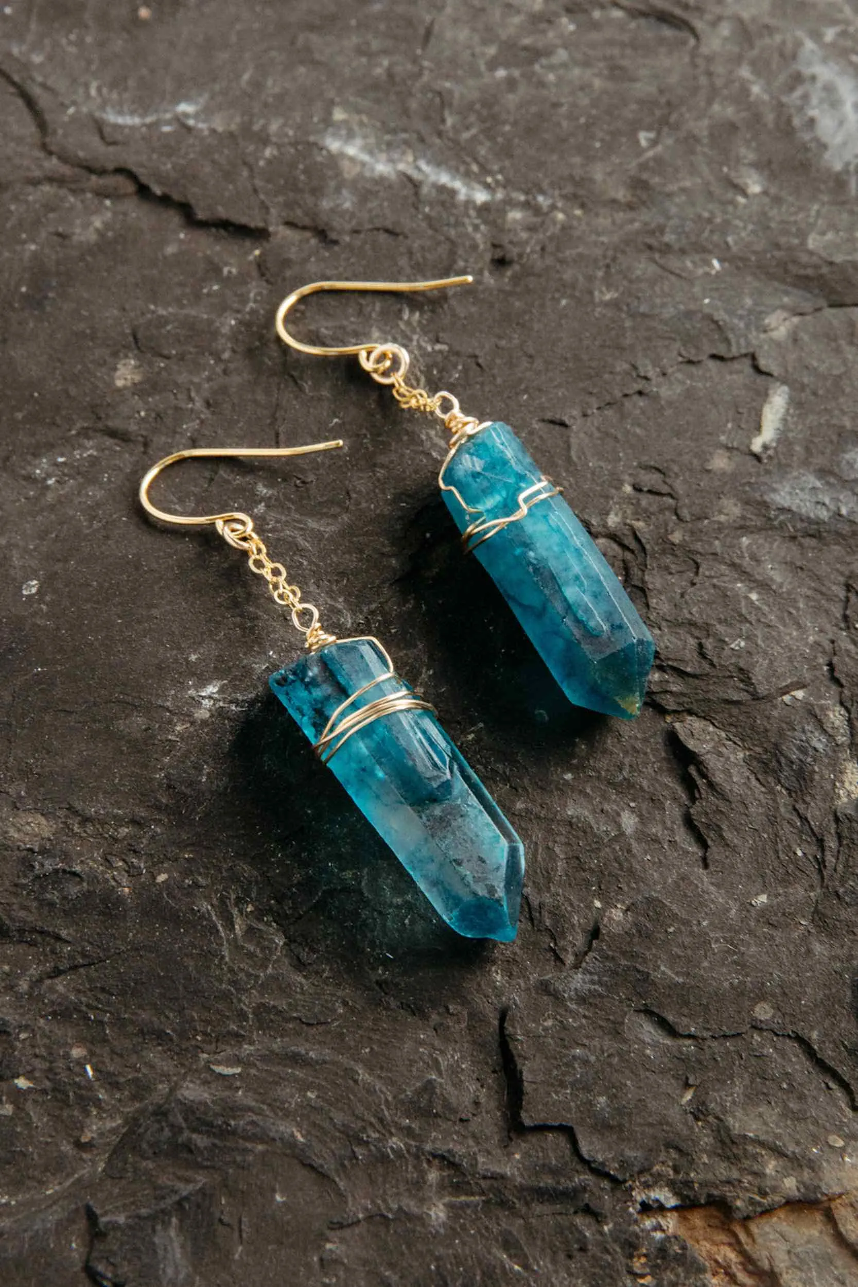 Flow Like Water Blue Quartz Earrings