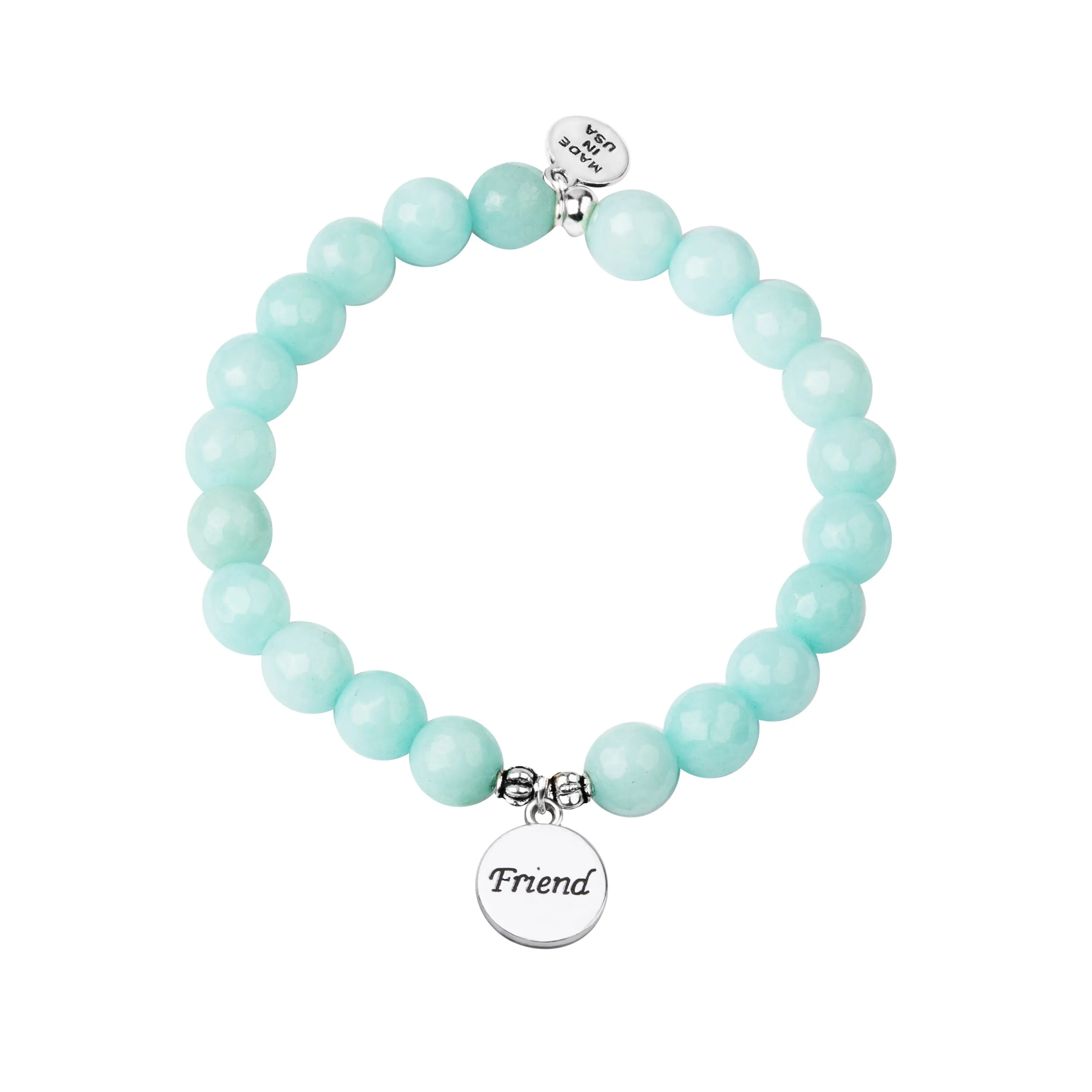 Friend | Stone Beaded Charm Bracelet | Tiffany Blue Agate