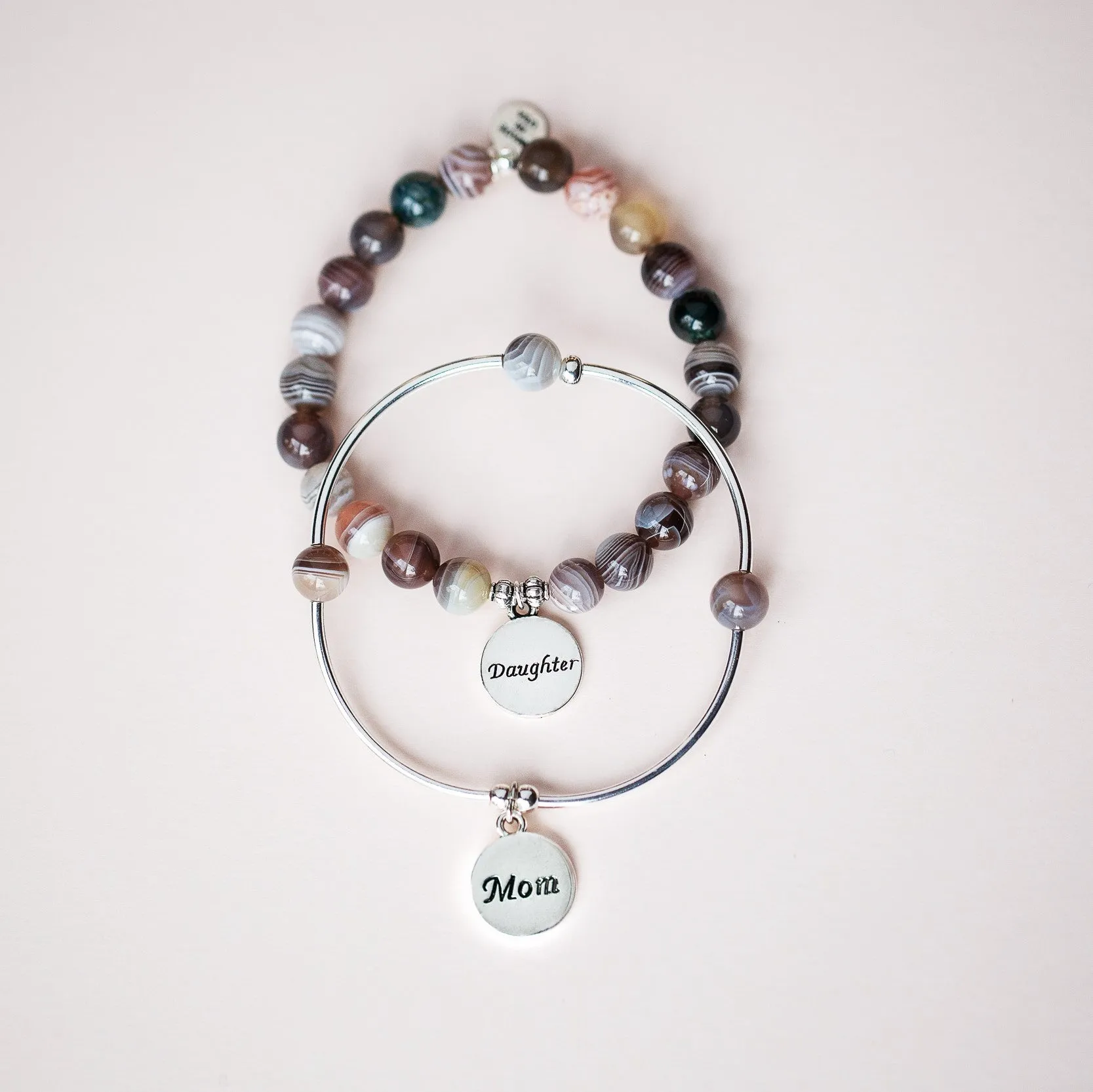 Friend | Stone Beaded Charm Bracelet | Tiffany Blue Agate