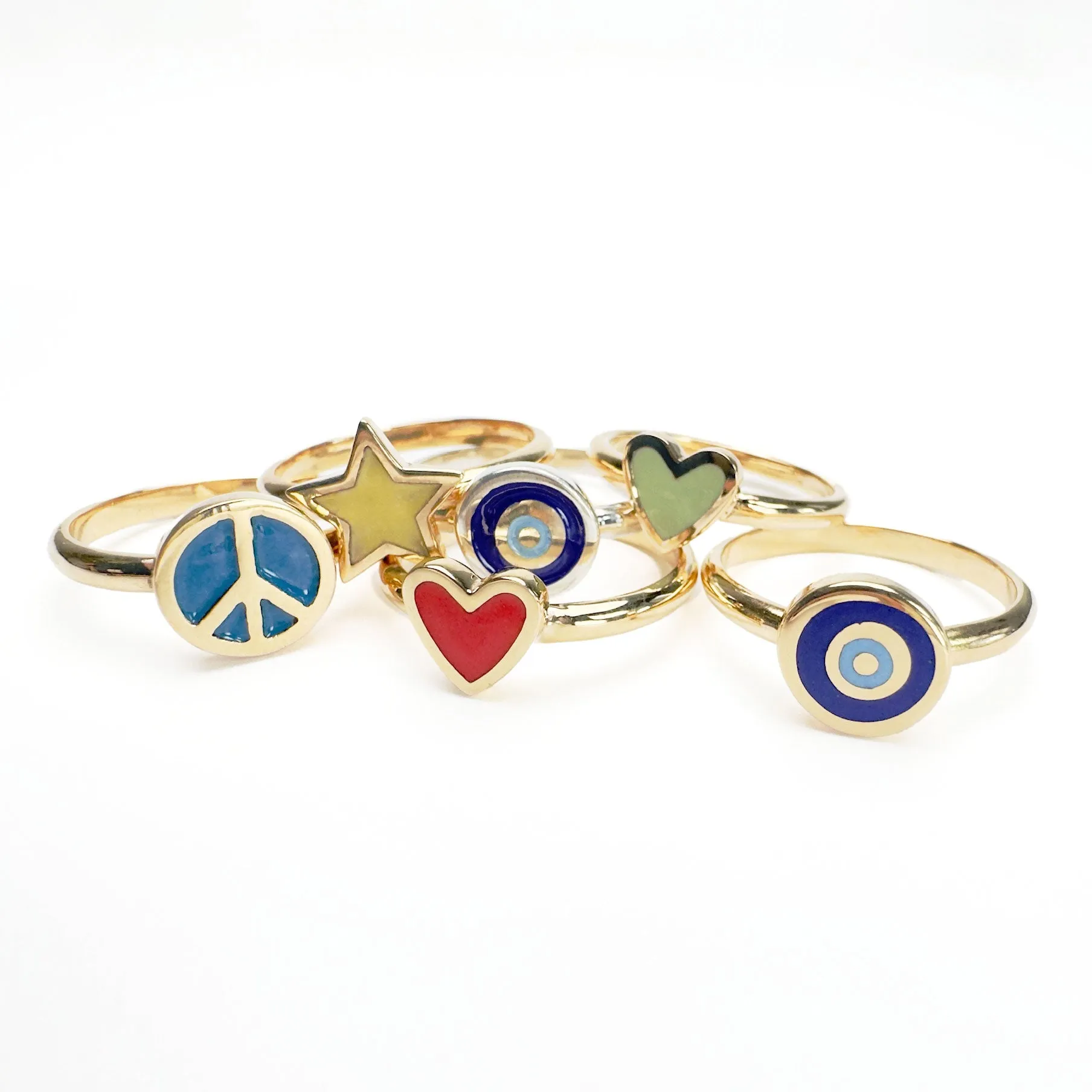 Gold Enamel Evil Eye Ring