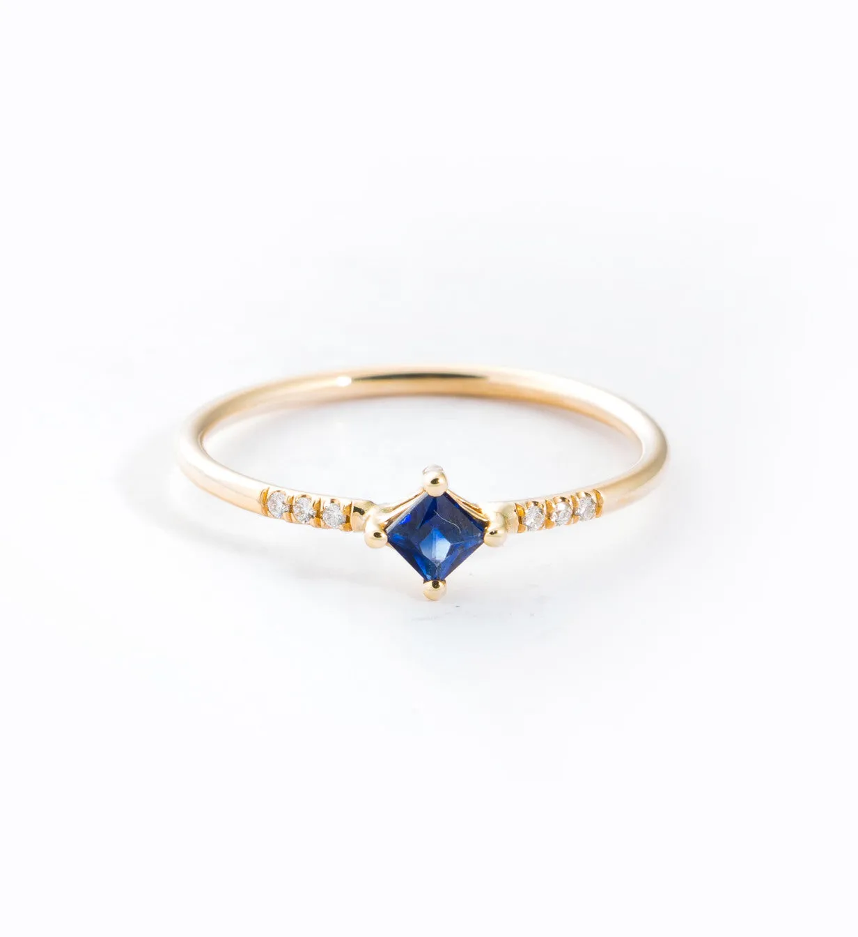 Gold Sapphire Point Equilibrium Ring