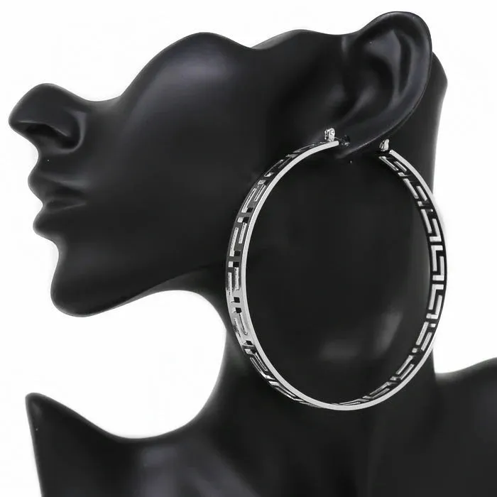 Greek Cutout Silver Earrings