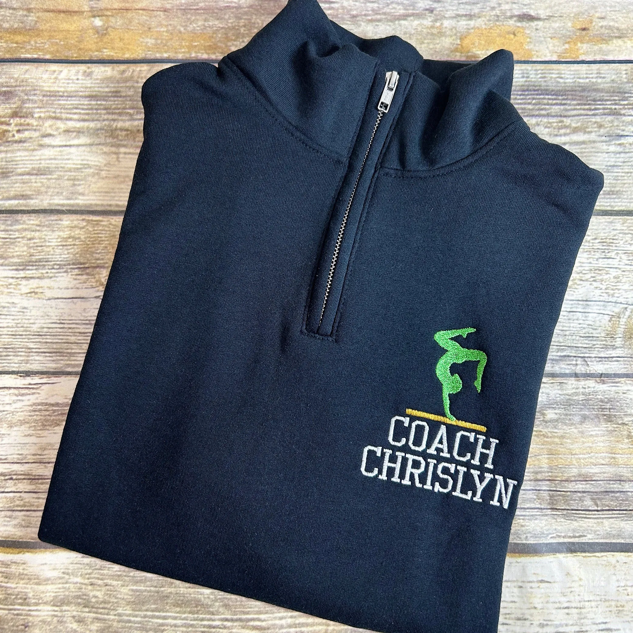 Gymnastics Coach Personalized Quarter Zip Sweatshirt