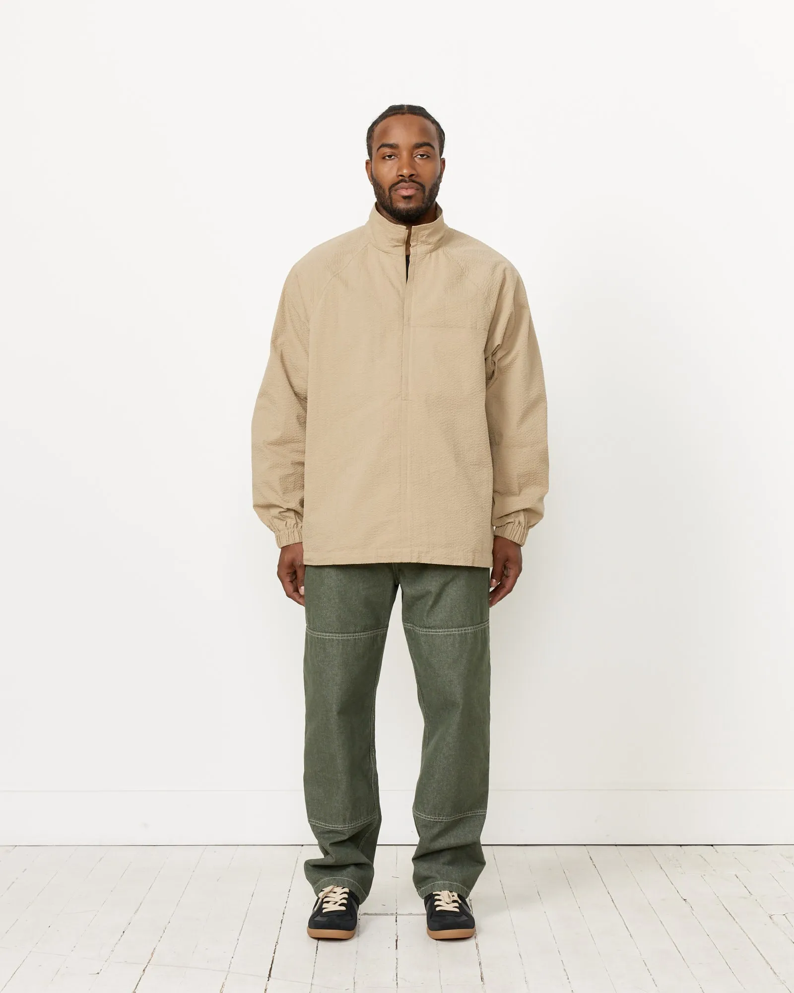 Half Zip Track Jacket in Sand