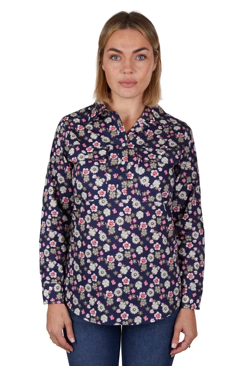 Hard Slog Shirt Womens Rose Half Button