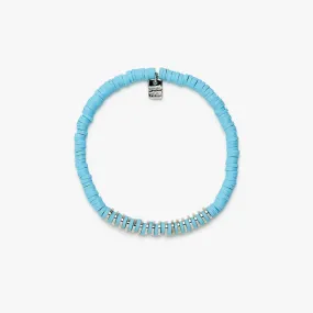 Heishi Disc & Metal Stretch Bead Bracelet in Blue and Silver Pura Vida