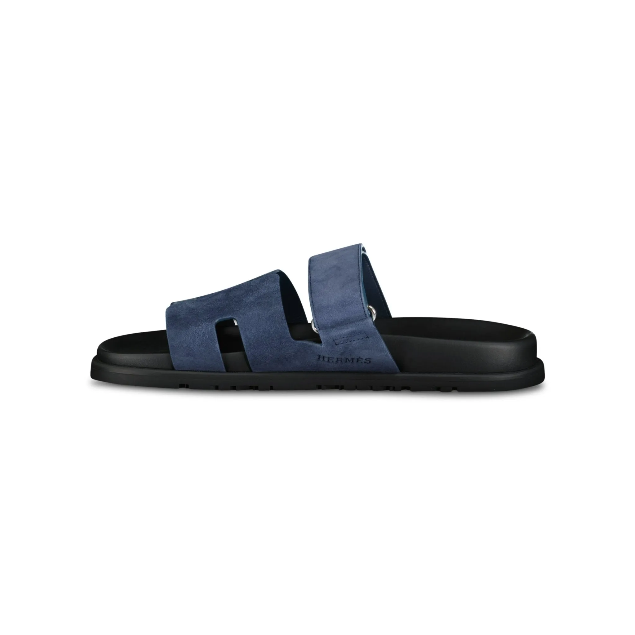 HERMES CHYPRE SANDALS NAVY BLUE SUEDE