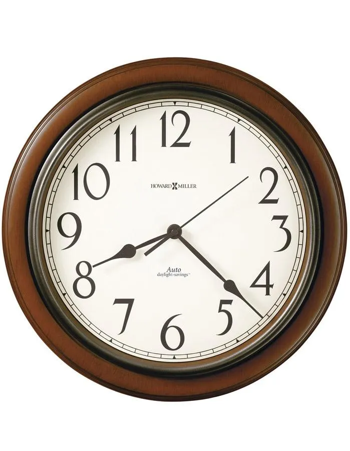 Howard Miller Talon Round Wall Clock - Brown Case - Off-White Dial