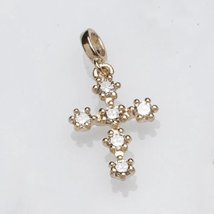 Individual Prong Set Diamond Cross Charm