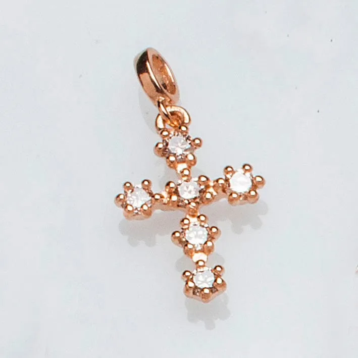 Individual Prong Set Diamond Cross Charm