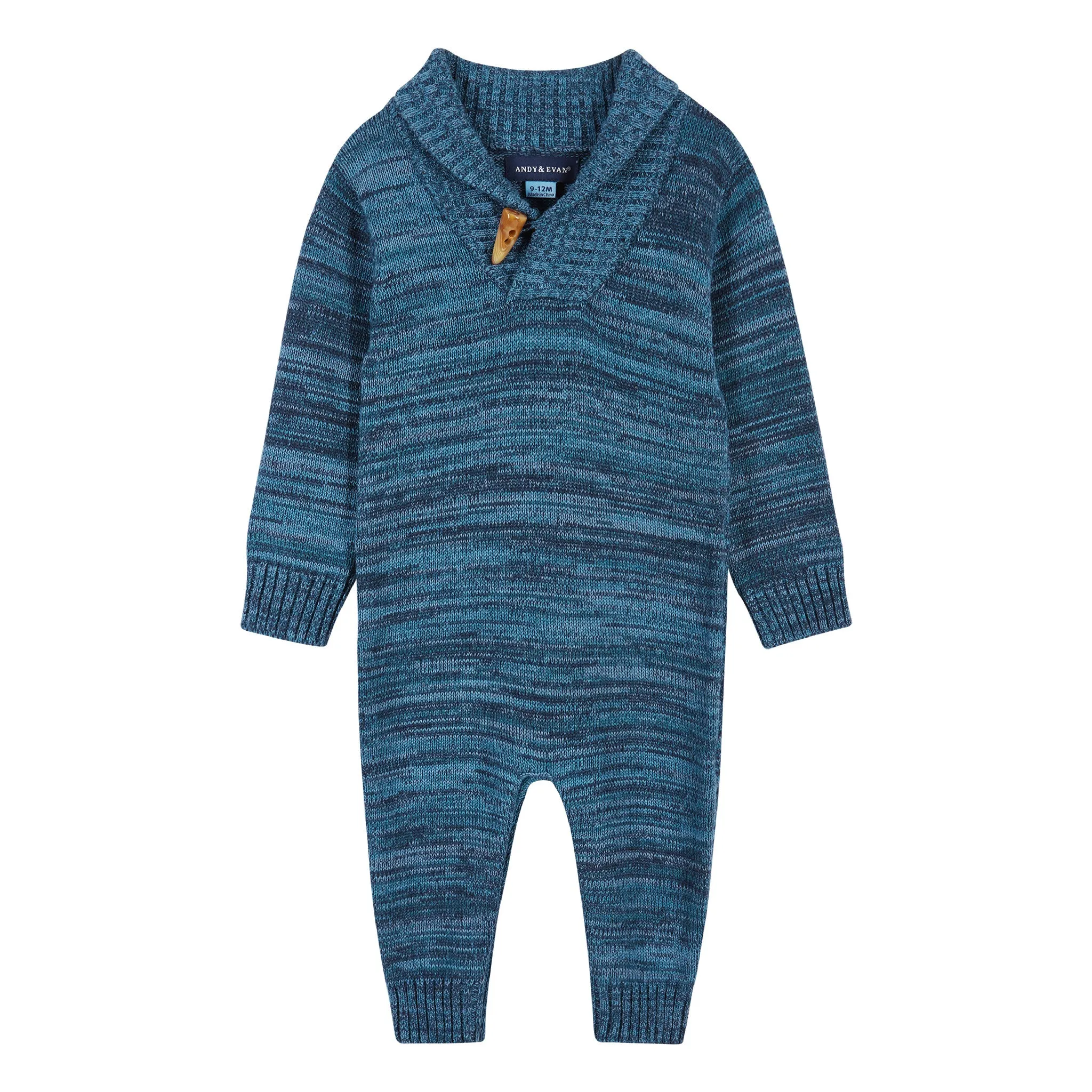 Infant Marled Toggle Romper  | Blue