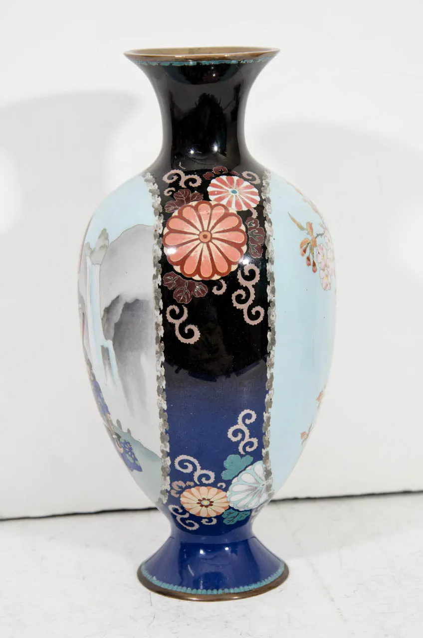 Japanese Meiji Period Cloisonne Vase Featuring Samurai