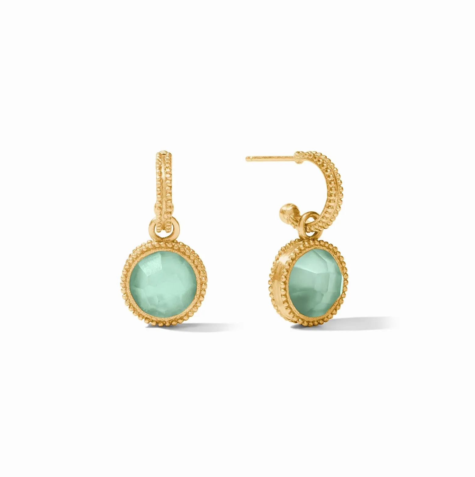 Julie Vos Fleur de Lis Hoop & Charm Earring, Aquamarine Blue