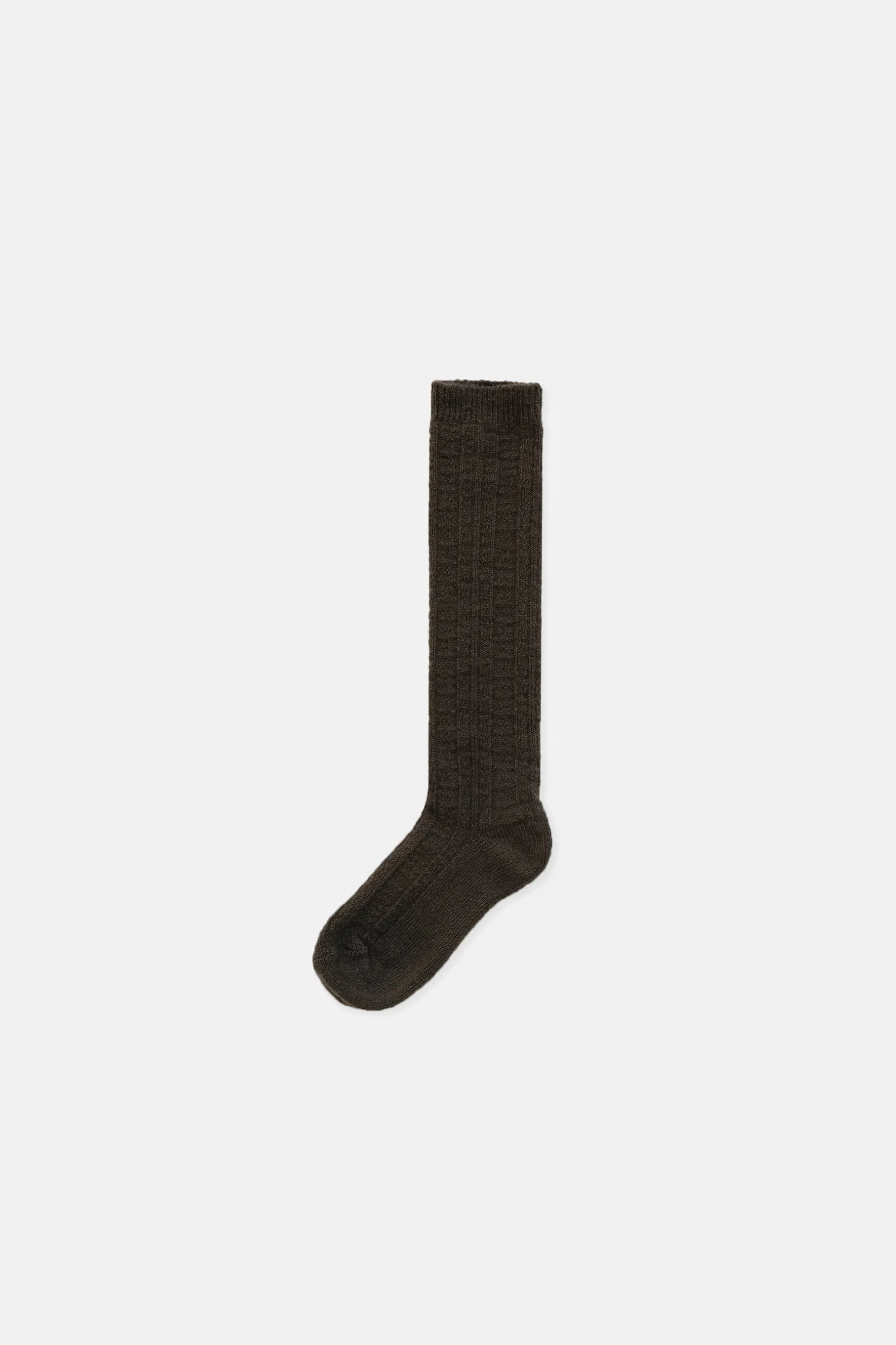 Knit Cashmere Wool Socks, Mocha Brown