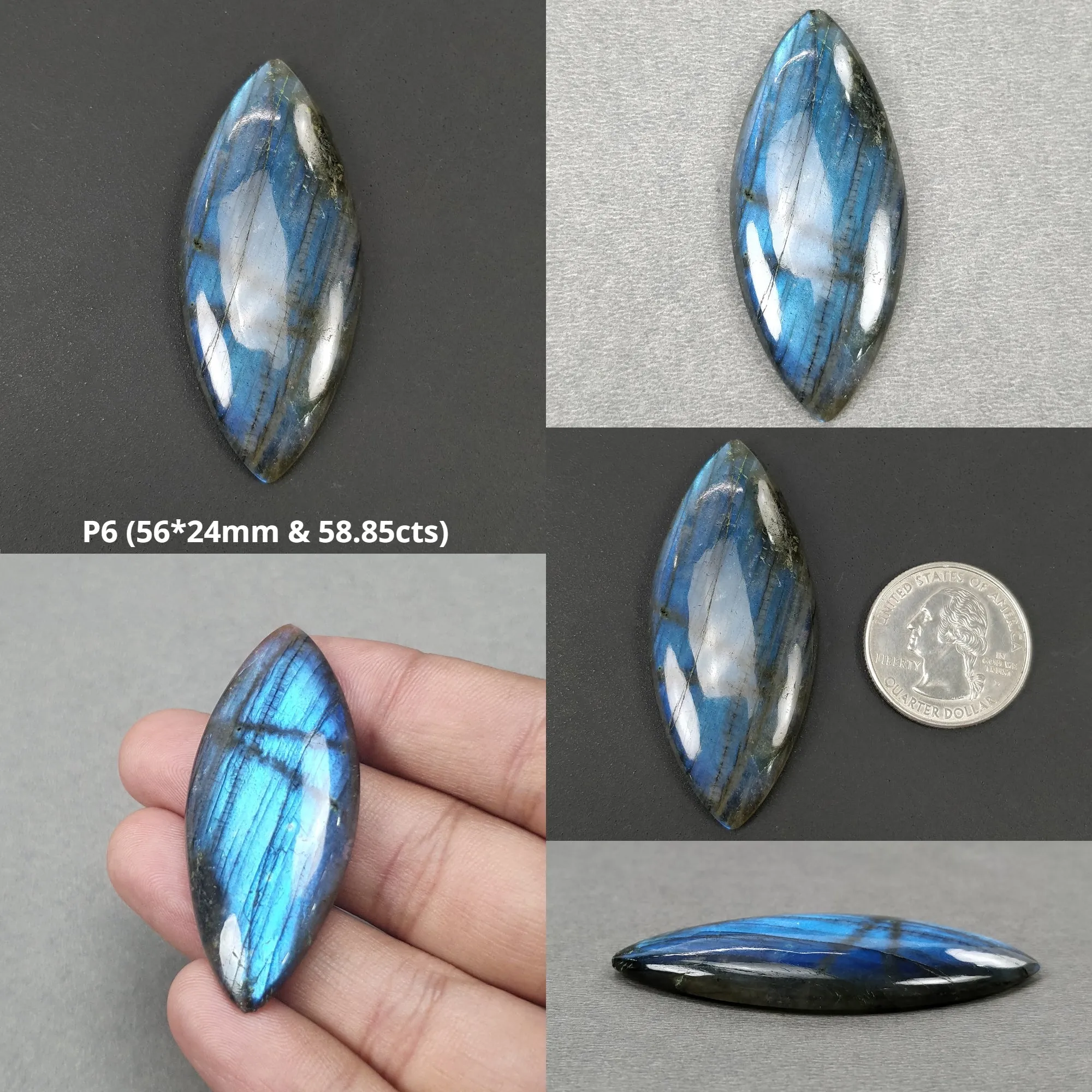 LABRADORITE Gemstone Cabochon Normal & Checker Cut : Natural Untreated Unheated Blue Labradorite Marquise Cushion Oval Shape