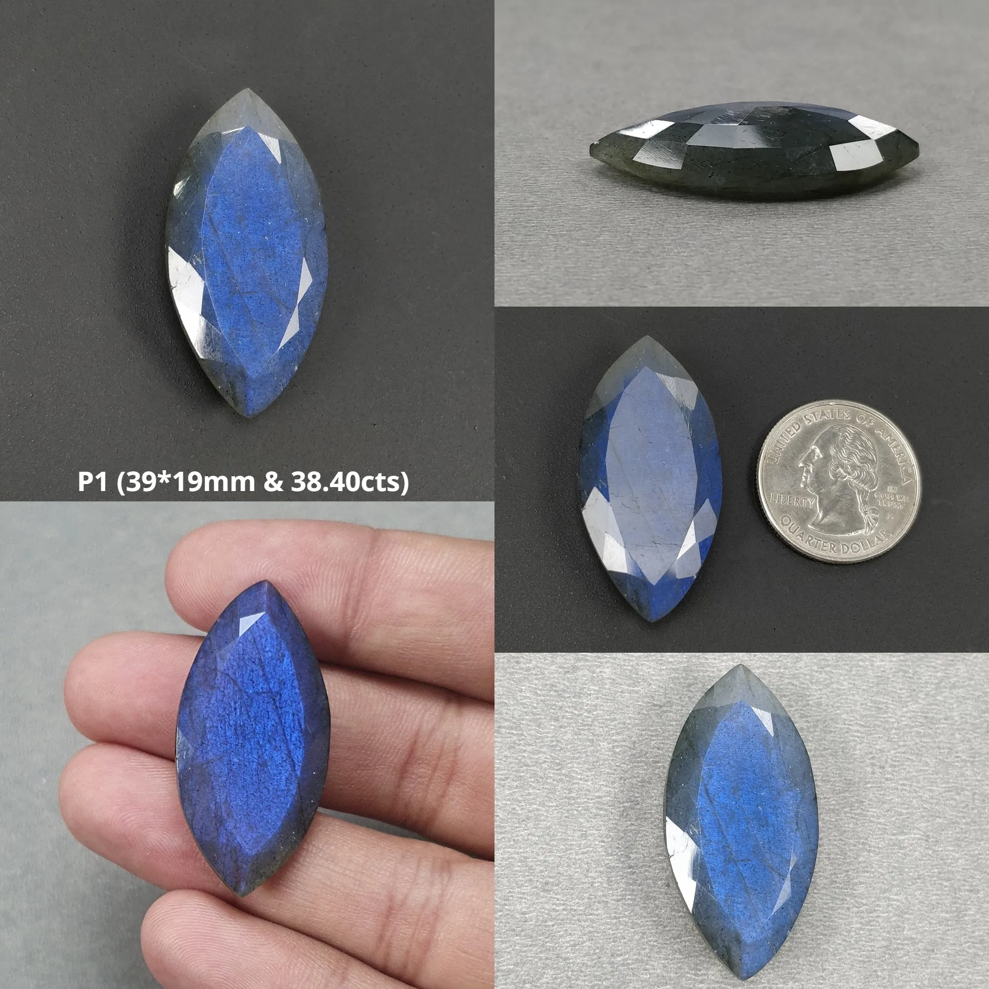 LABRADORITE Gemstone Cabochon Normal & Checker Cut : Natural Untreated Unheated Blue Labradorite Marquise Cushion Oval Shape