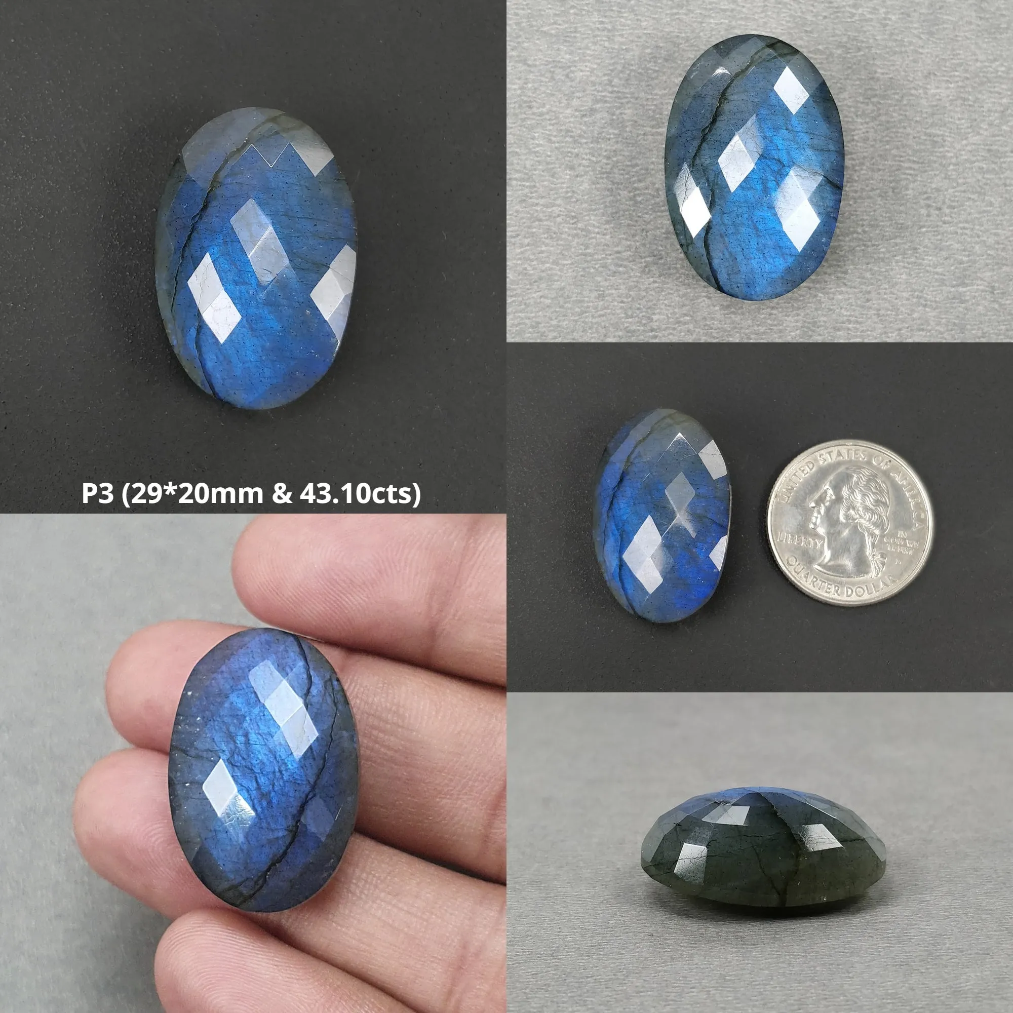 LABRADORITE Gemstone Cabochon Normal & Checker Cut : Natural Untreated Unheated Blue Labradorite Marquise Cushion Oval Shape