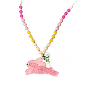 Lilies & Roses Hop Bunny Pink Pearlized Necklace