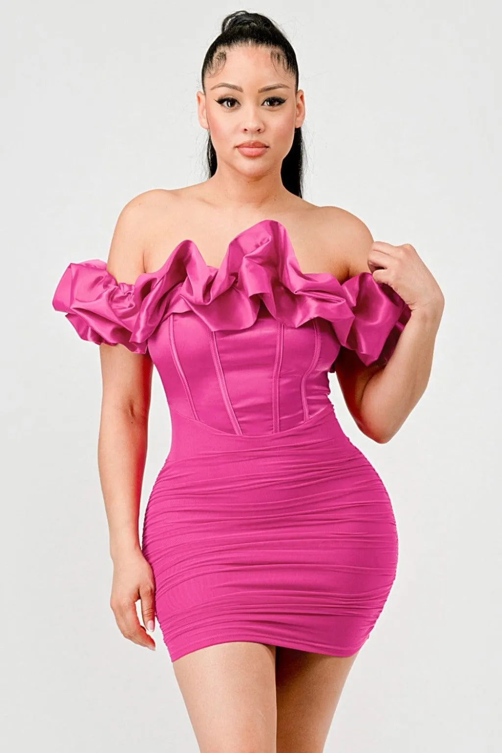 Luxe Ruffled Satin Mini Dress