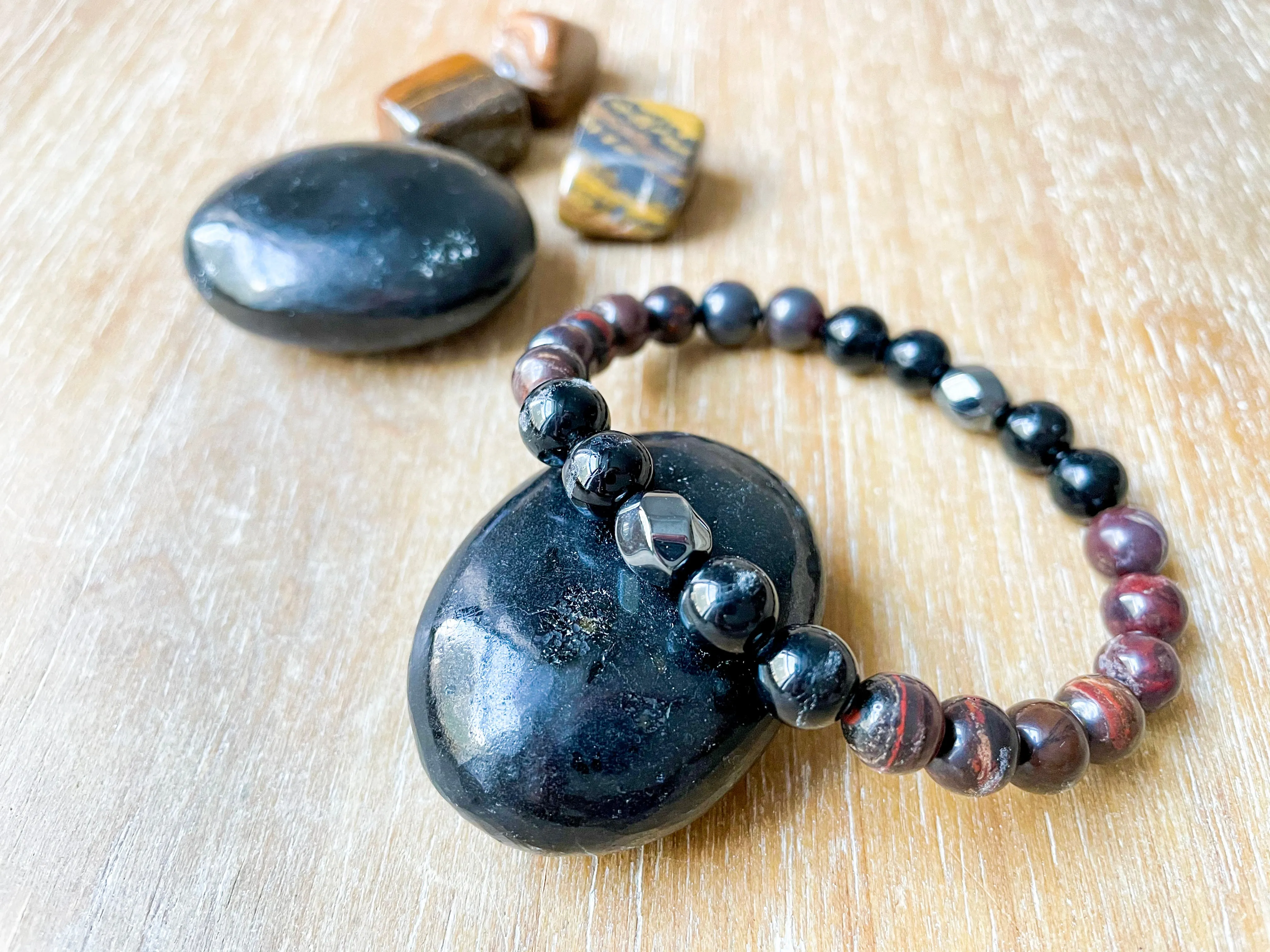 Masculine Line || Tiger Iron, Black Tourmaline & Hematite Bracelet