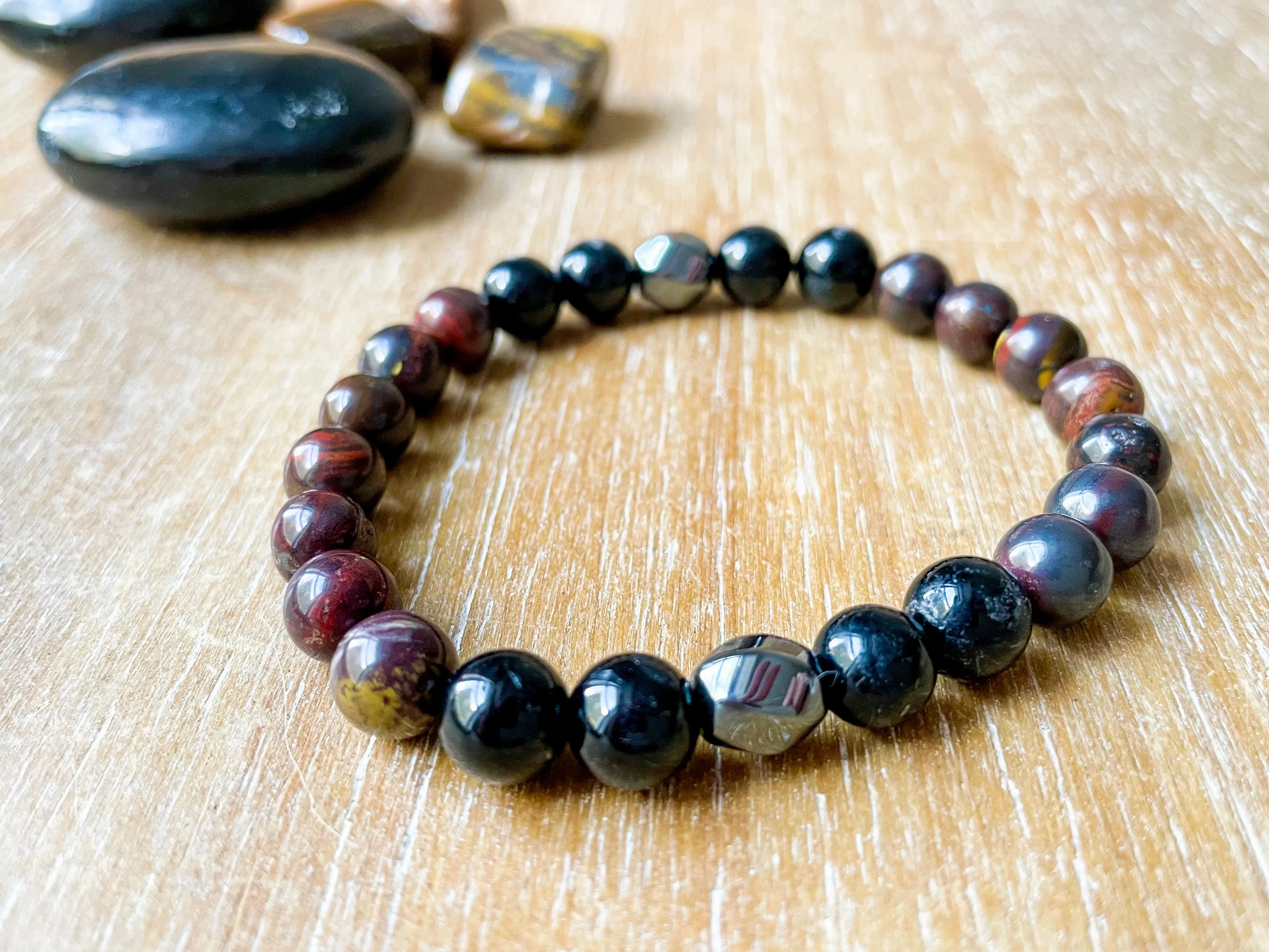 Masculine Line || Tiger Iron, Black Tourmaline & Hematite Bracelet