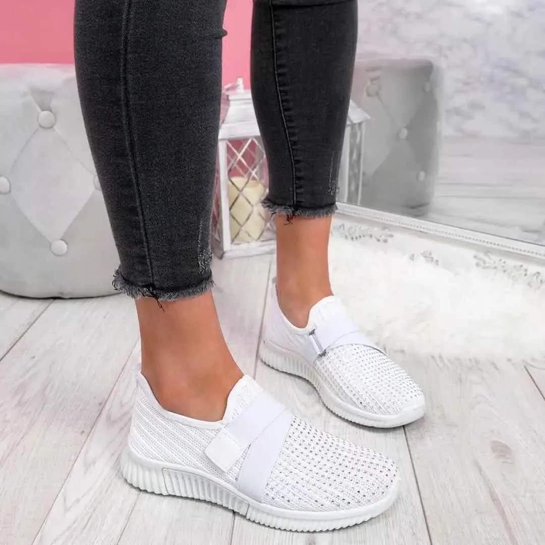 Mesh Breathable Rhinestone Platform Vulcanized Lightweight Sneakers