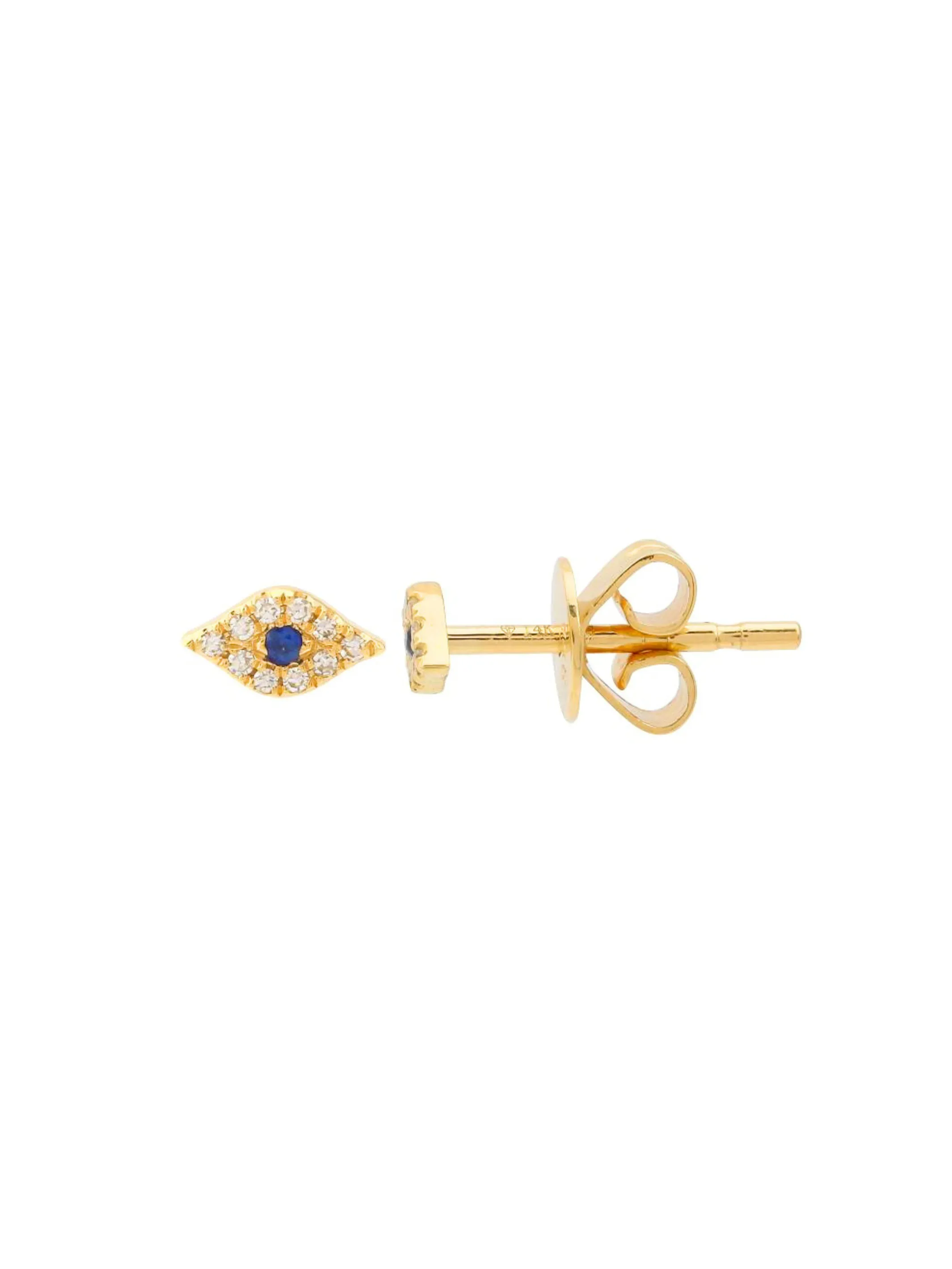 Mini Evil Eye Stud Earrings 14K