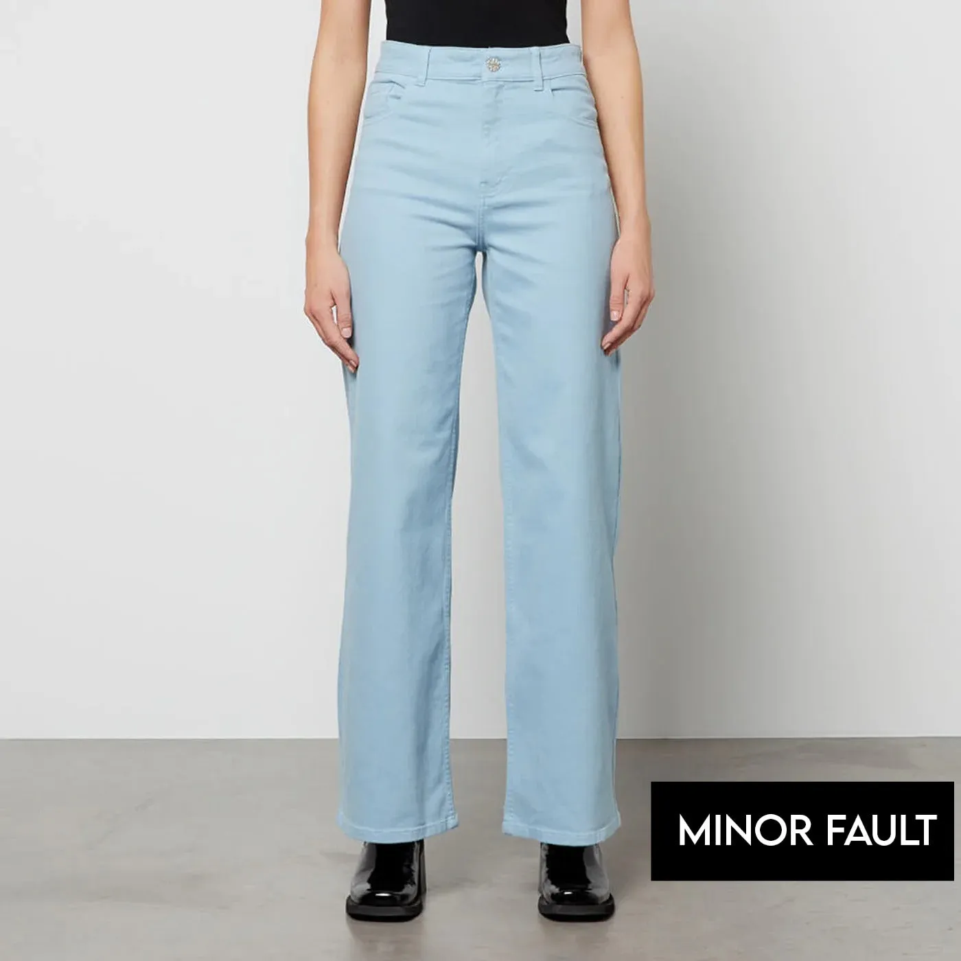 (Minor Fault) Cyan Blue Straight Leg Jeans