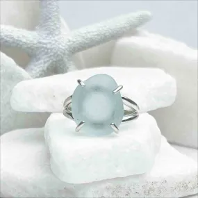 Mystic Soft Blue Sea Glass Ring in Sterling Silver Size 9 | #1821