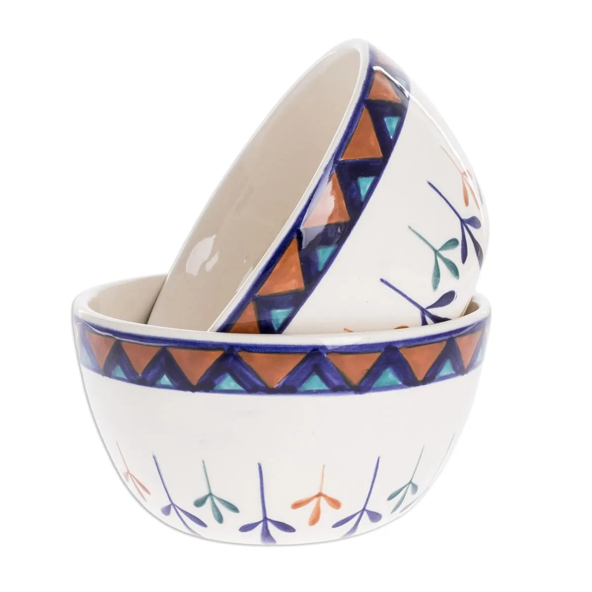 Novica Antigua Breeze Ceramic Soup Bowls (Pair)