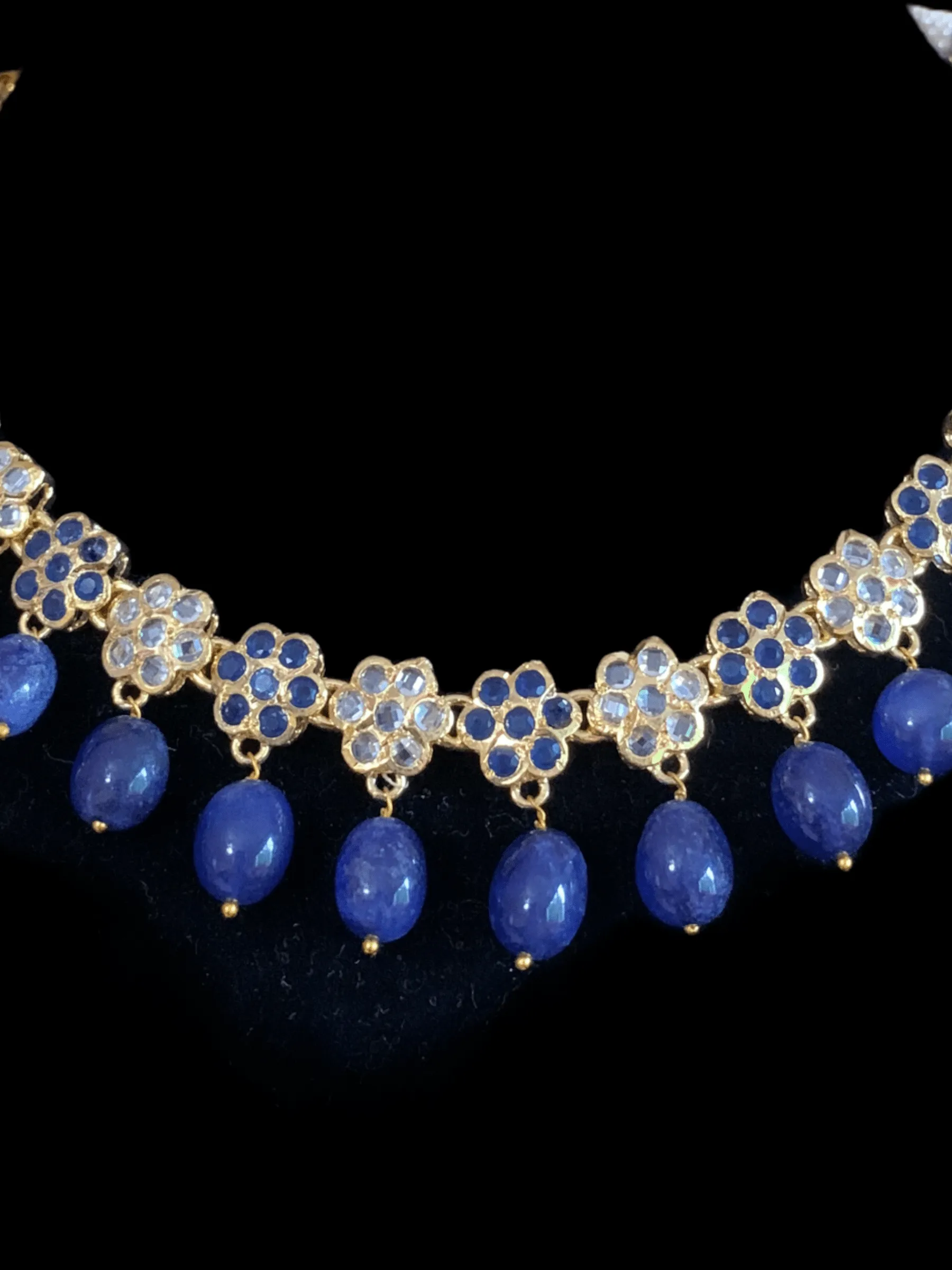 NS224 Meenaz necklace with sapphire beads ( READY TO SHIP )