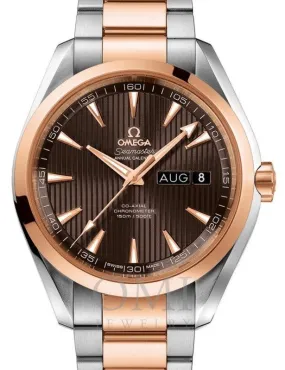 OMEGA SEAMASTER AQUA TERRA 150M CO-AXIAL CHRONOMETER ANNUAL CALENDAR 43MM STAINLESS STEEL RED GOLD GREY DIAL 231.20.43.22.06.002 WITH STEEL RED GOLD BRACELET