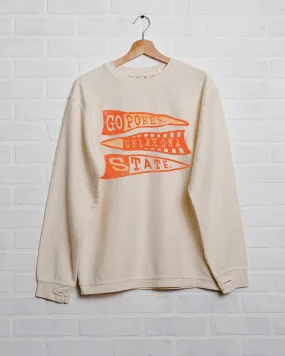 OSU Cowboys Pennant Ivory Corded Crew Sweatshirt