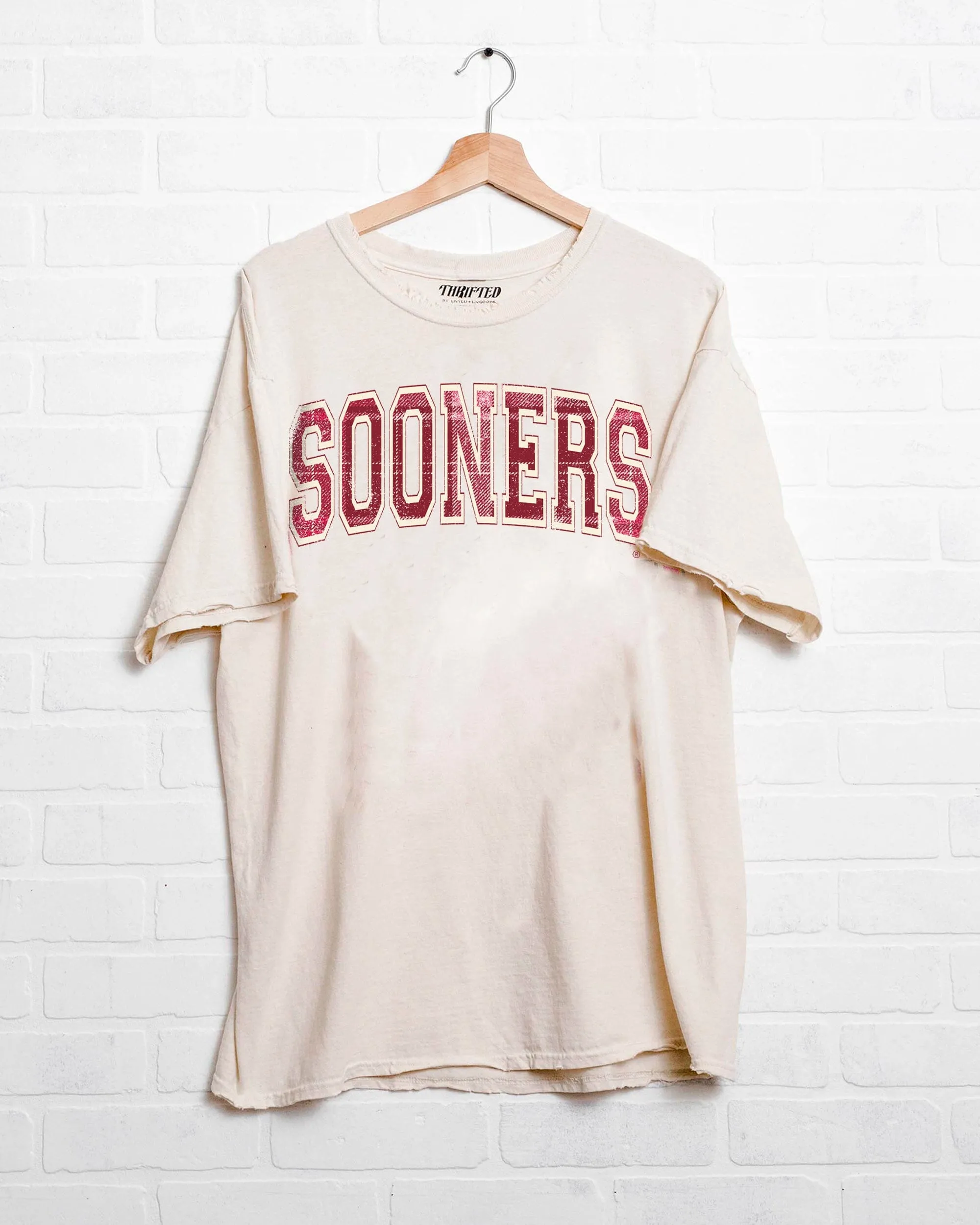 OU Sooners Tartan Off White Thrifted Tee