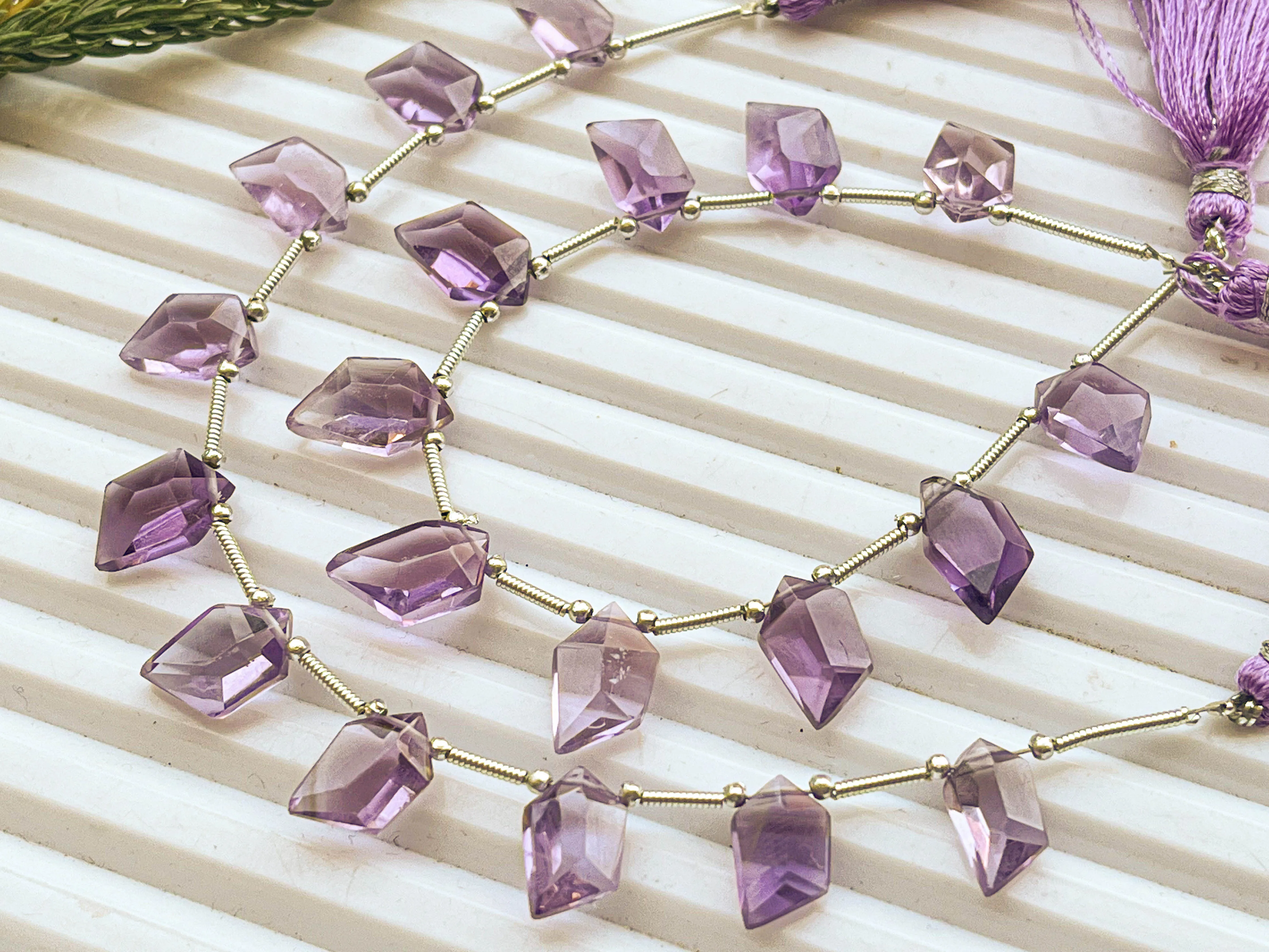 Pink Amethyst Spindle Cut Stone beads | 13x8x6mm