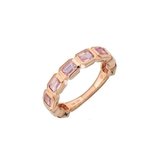 Pink Sapphire Bezel Sideways Set Eternity Ring