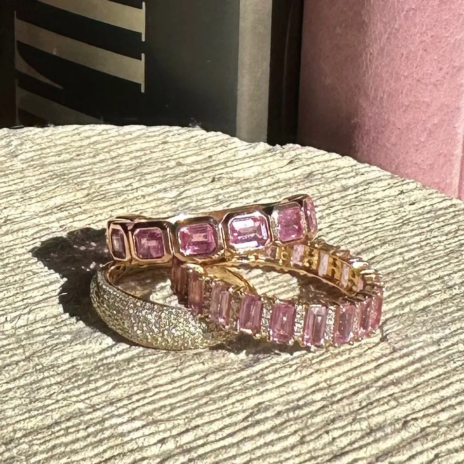 Pink Sapphire Bezel Sideways Set Eternity Ring