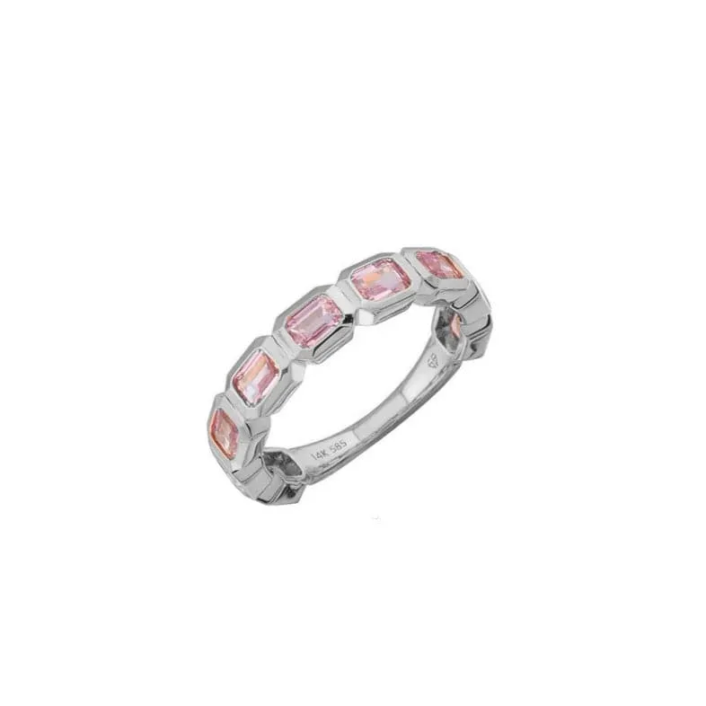 Pink Sapphire Bezel Sideways Set Eternity Ring