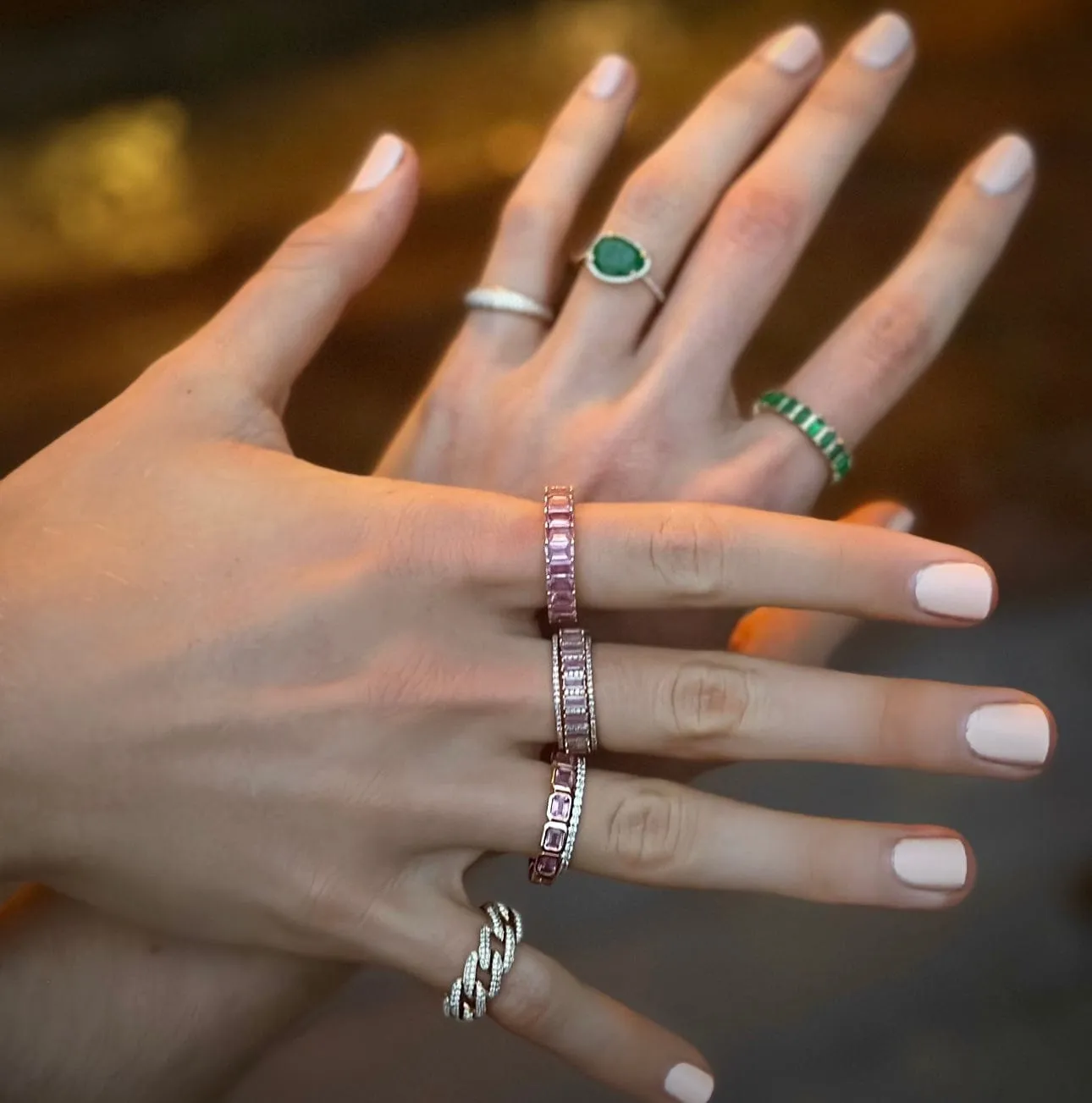 Pink Sapphire Bezel Sideways Set Eternity Ring