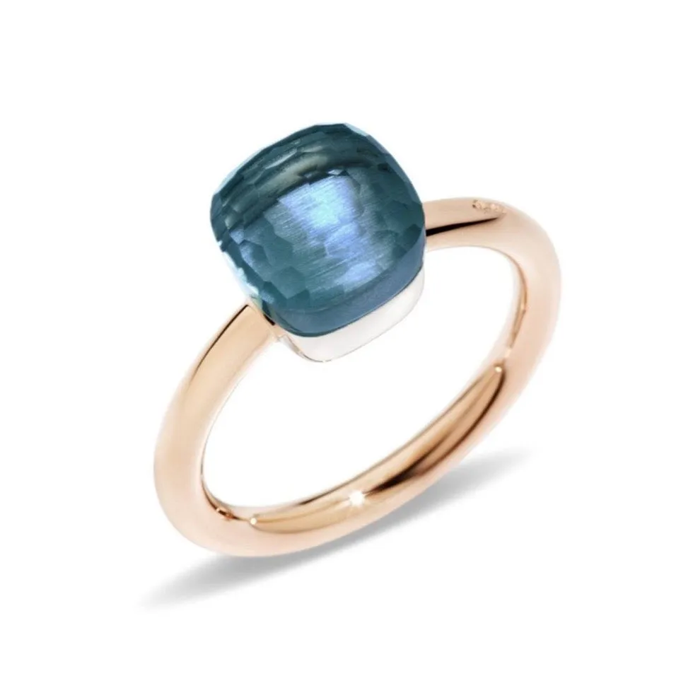 Pomellato - Nudo Petit - Ring with London Blue Topaz, 18k Rose and White Gold