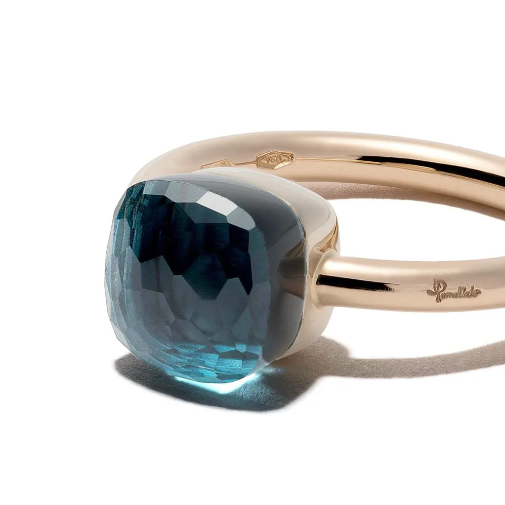 Pomellato - Nudo Petit - Ring with London Blue Topaz, 18k Rose and White Gold