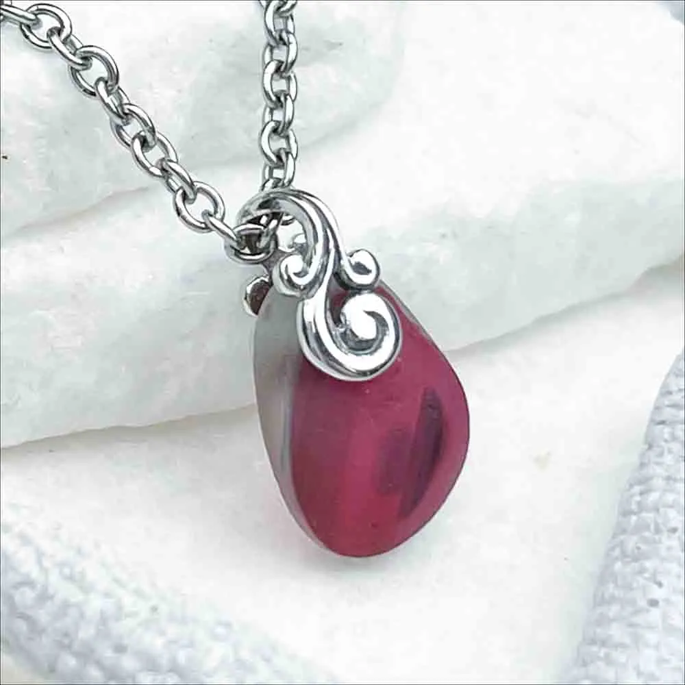 Radiant Raspberry Pink English Multi Sea Glass Pendant | #5156