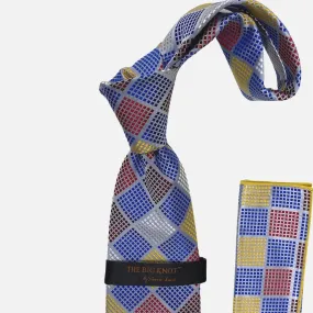 Steven Land “BW2425” Blue Silk Tie and Hanky