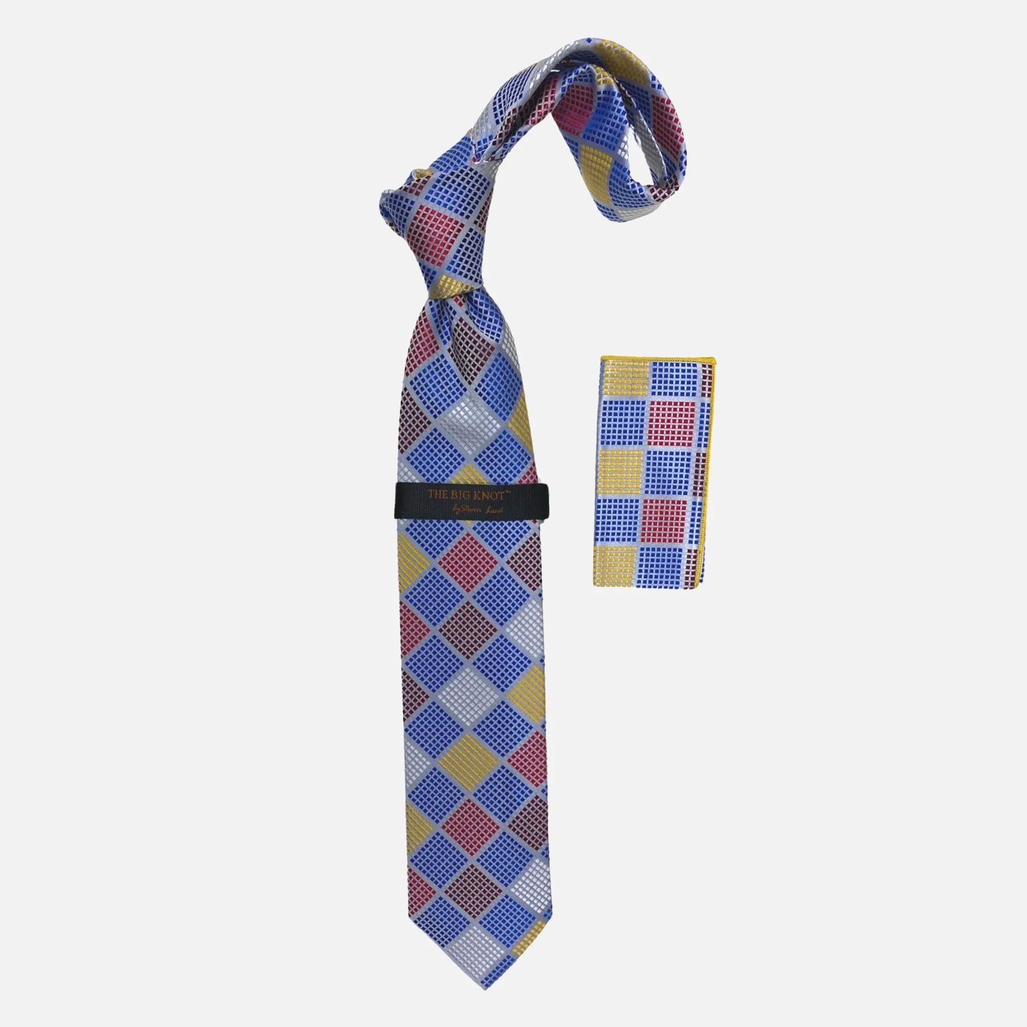 Steven Land “BW2425” Blue Silk Tie and Hanky