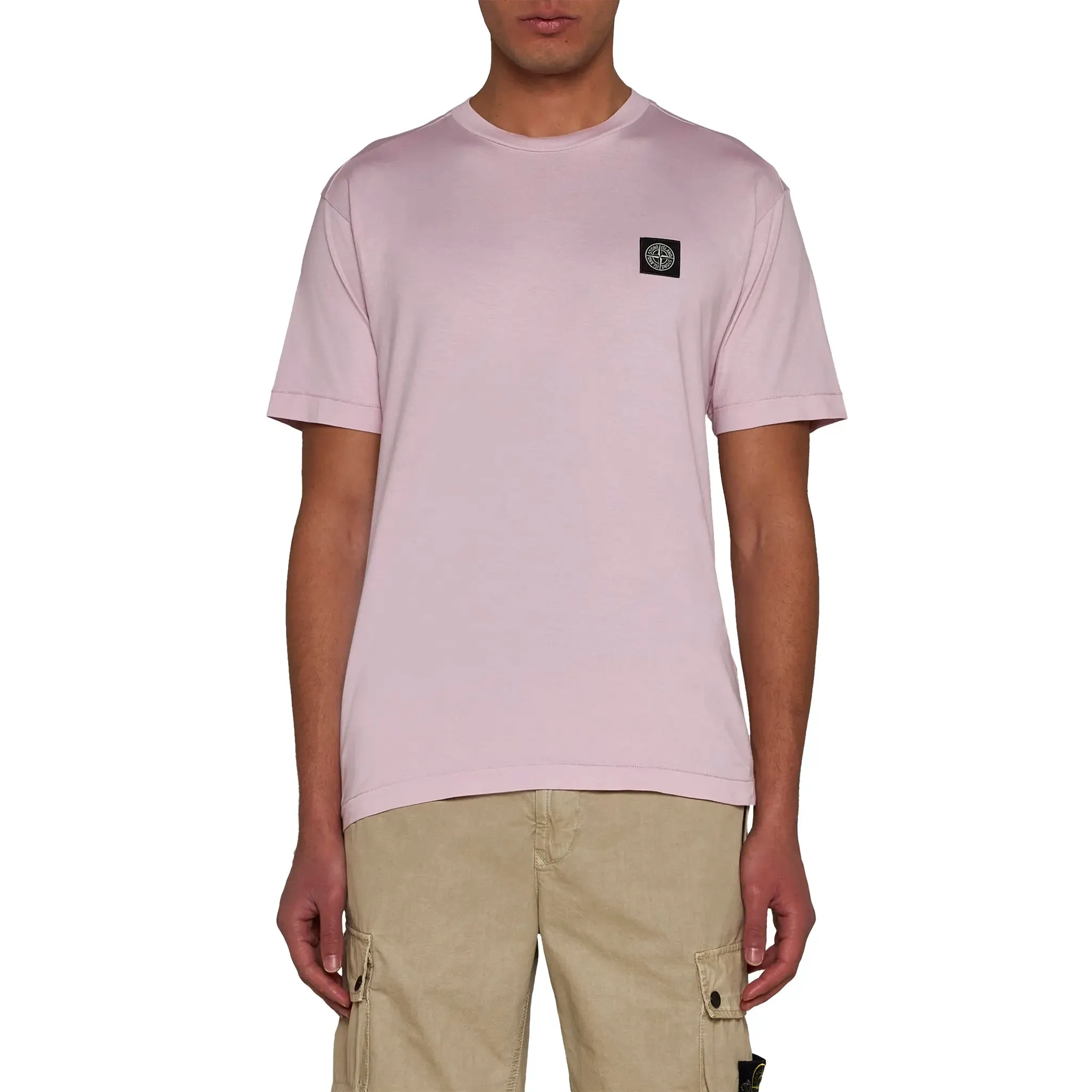 Stone Island Patch Logo Pink T Shirt