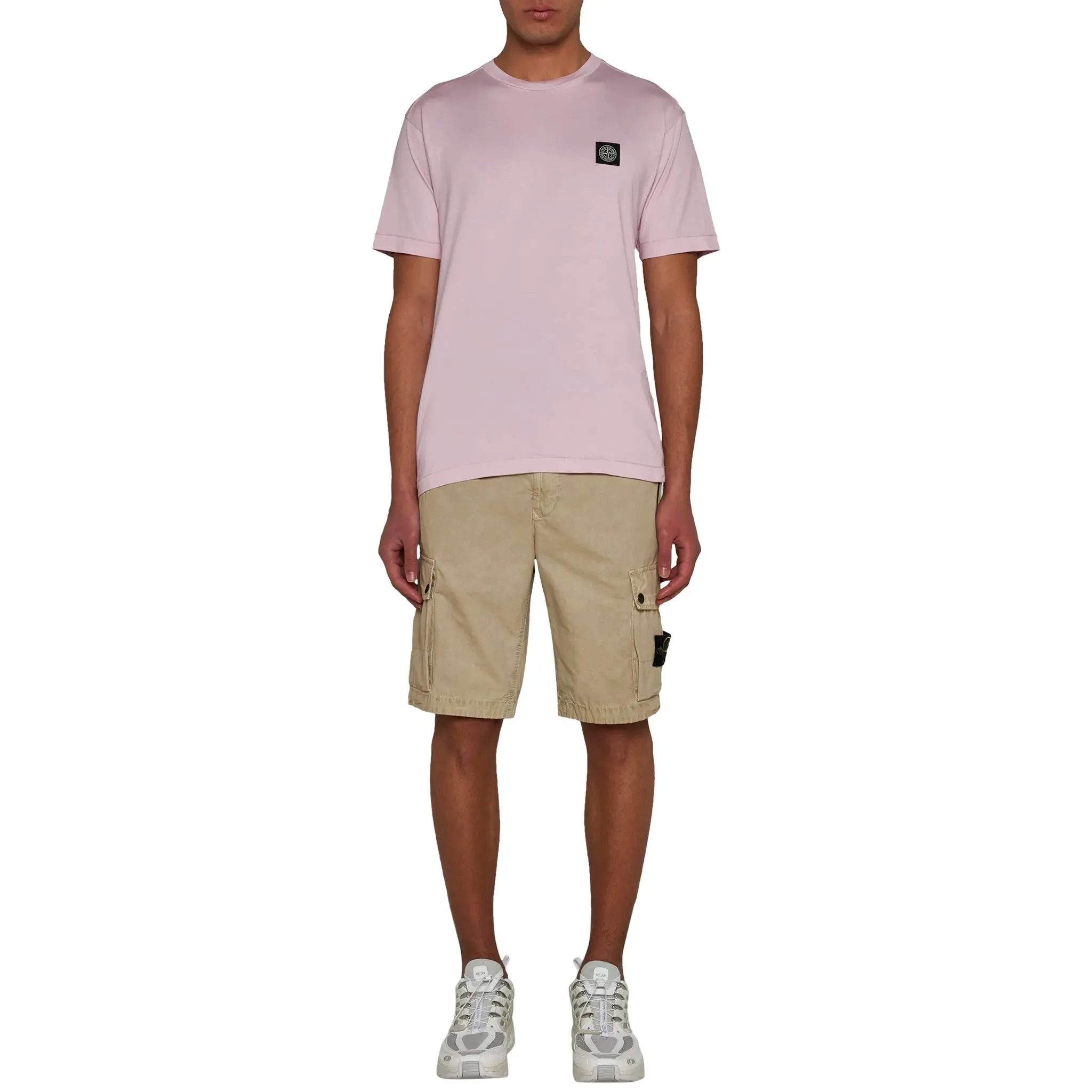 Stone Island Patch Logo Pink T Shirt