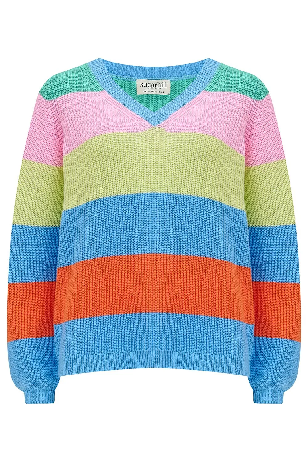 Sugarhill Brighton Bold Stripes Rashina V-Neck Jumper